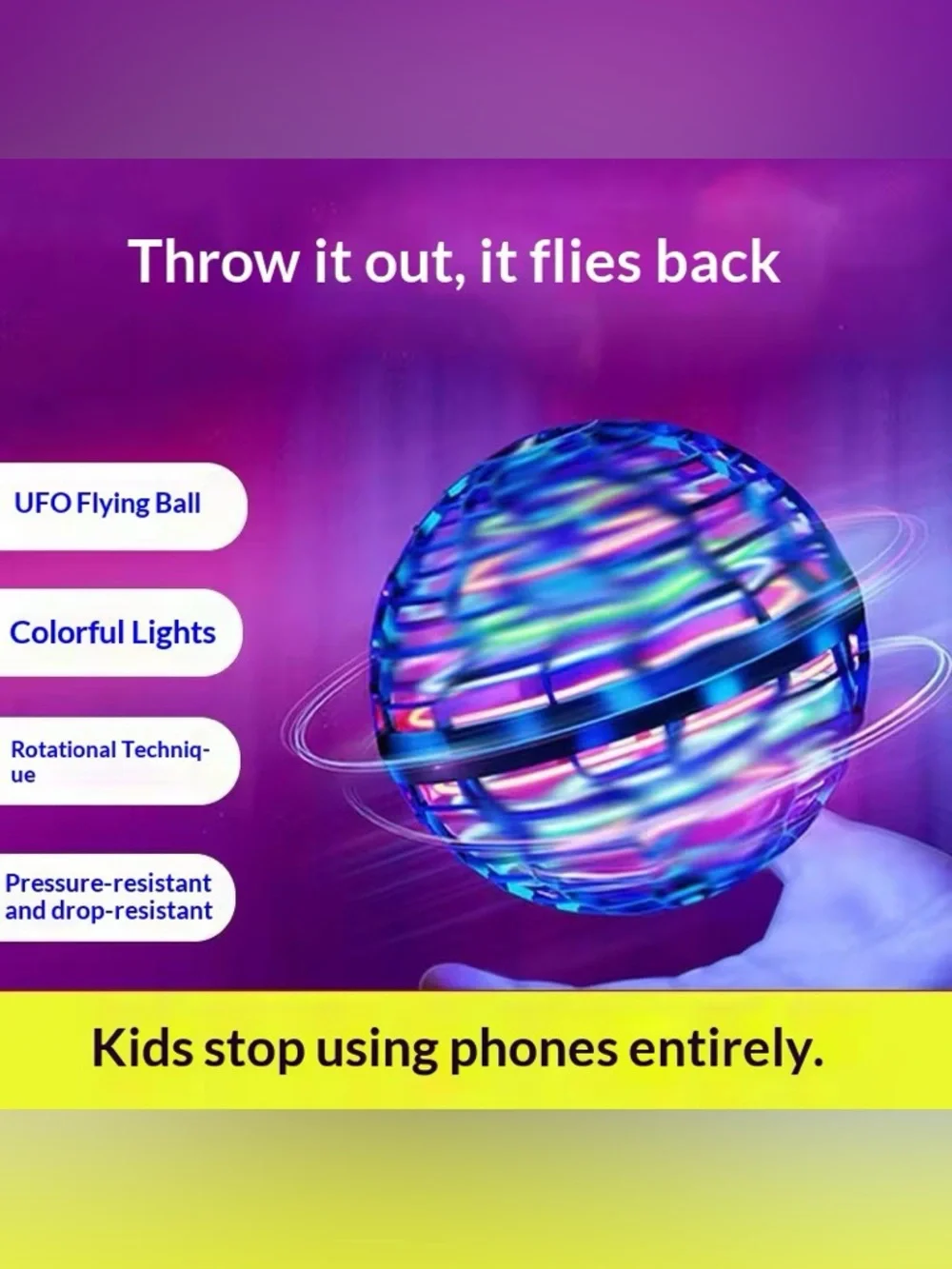 6PCS LED Flying Orb Ball 6 Pack Glow Spinning Boomerang Toy
